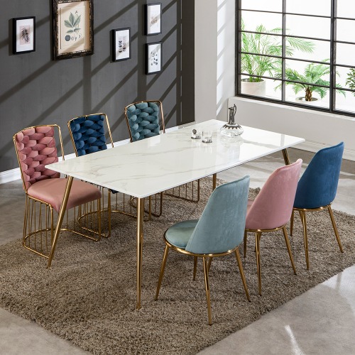 골드샤인콘 사각 대리석 6인식탁 테이블(의자별도)
